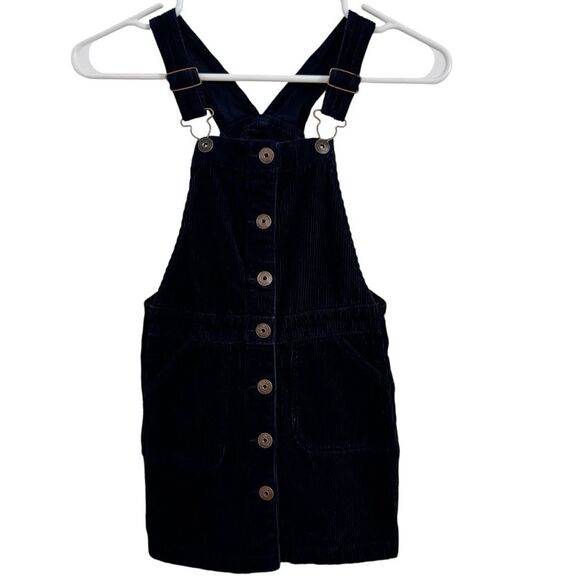 Oshkosh Girl's Size 6 Blue Navy Corduroy Overall Dress Snap Front - Picture 2 of 7